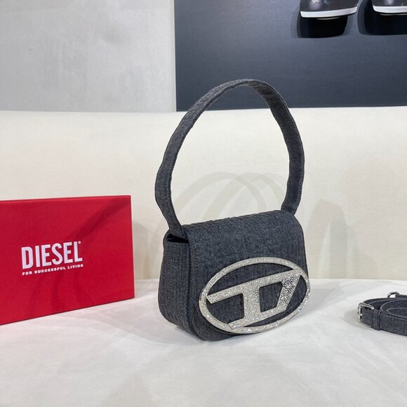 Diesel Grey Diamond Logo Shoulder Bag - Picture 3 of 9